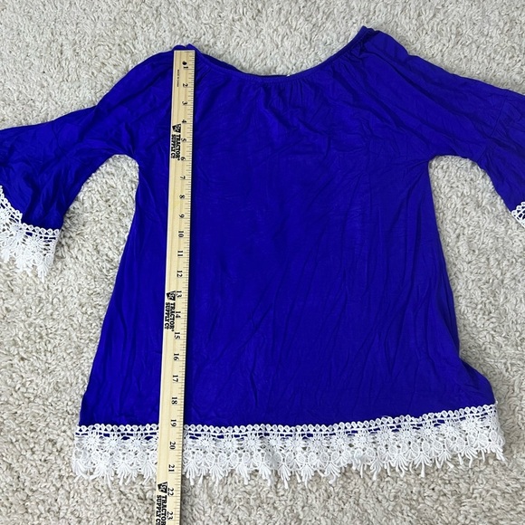 Kids 6-8 Blue Long Sleeve Top With Lace Trimmings NWT - Picture 6 of 6